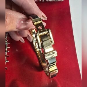 Michael Kors Vintage Two-Tone Gold & Black Enamel Buckle Bracelet